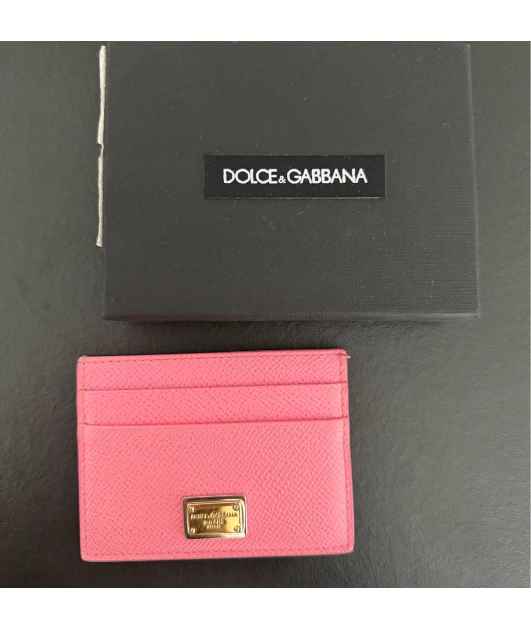 DOLCE&GABBANA Розовый кожаный кардхолдер, фото 4