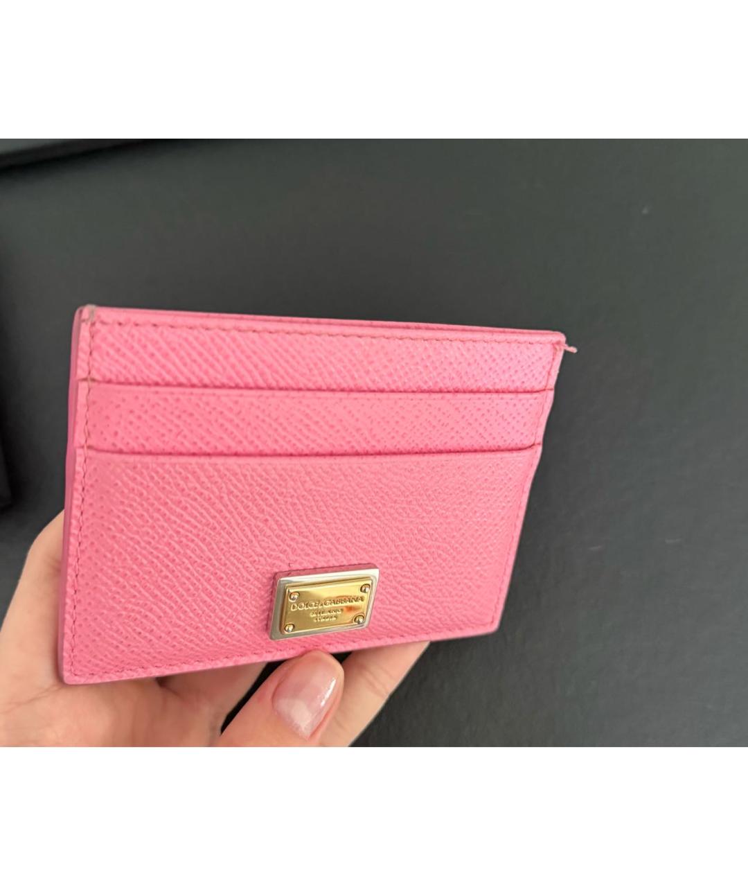 DOLCE&GABBANA Розовый кожаный кардхолдер, фото 5