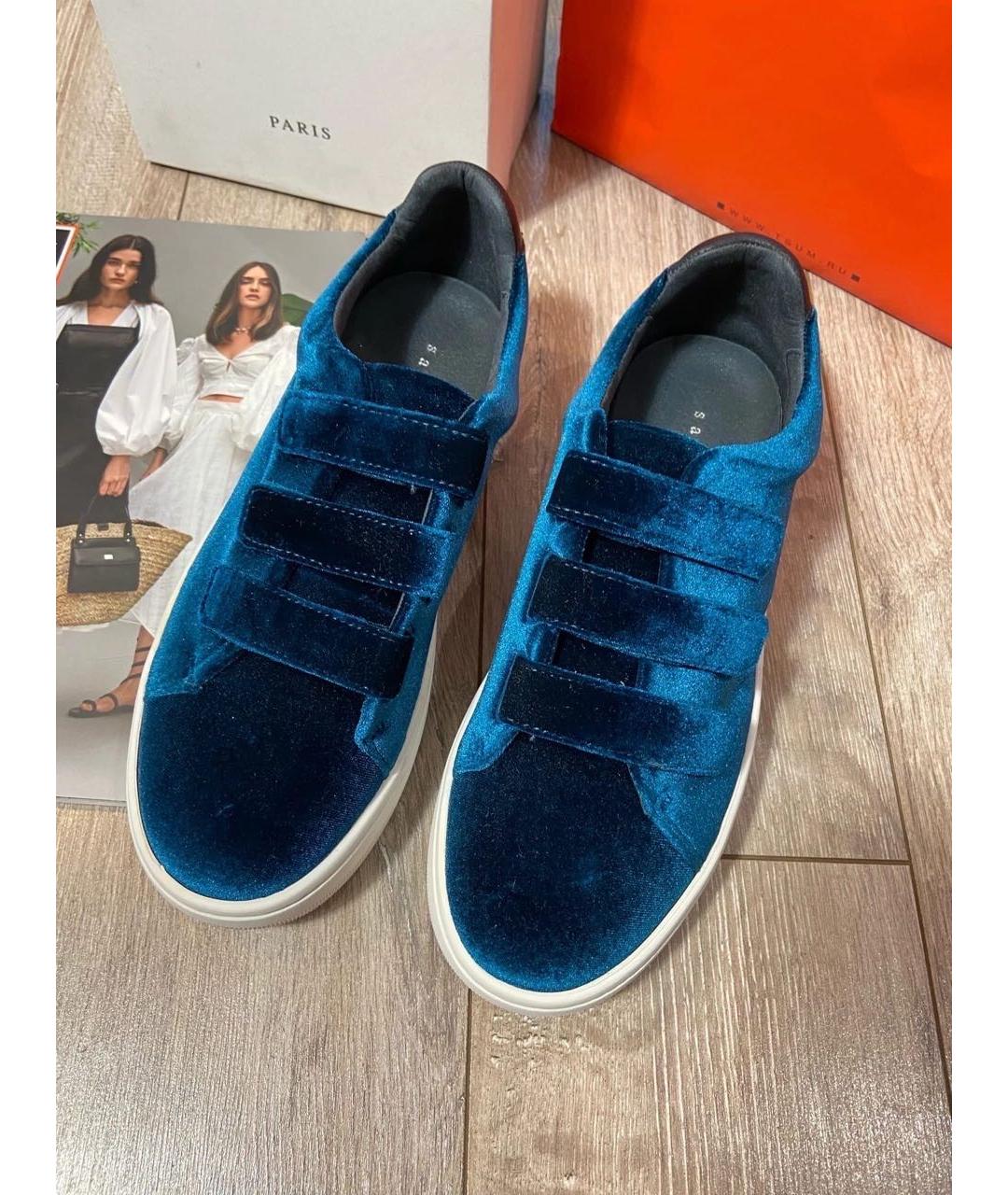 SANDRO Бирюзовые бархатные кеды, фото 2