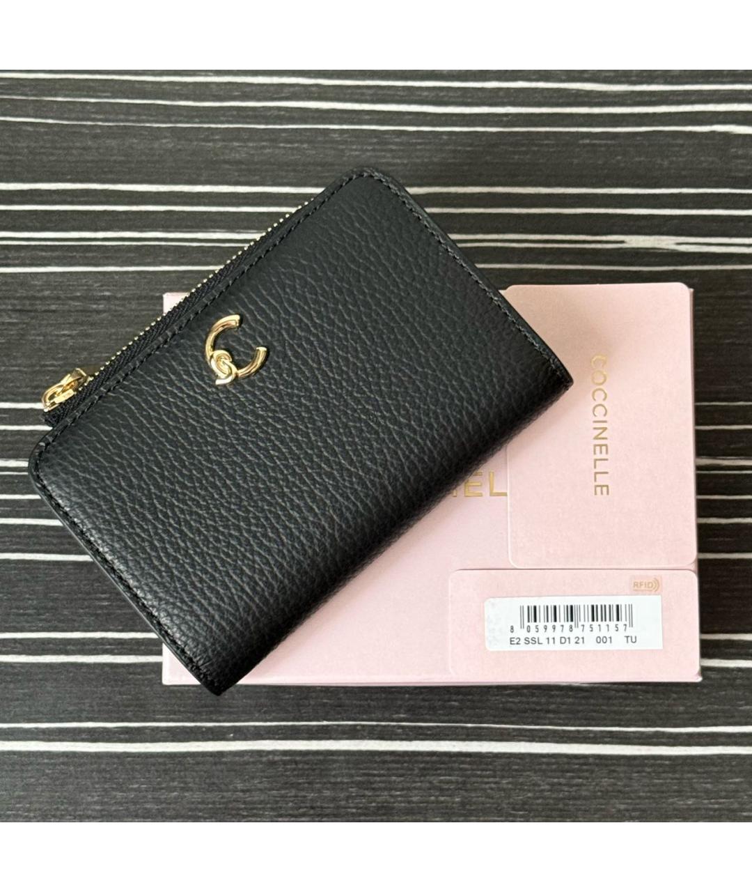 COCCINELLE Черный кожаный кошелек, фото 5