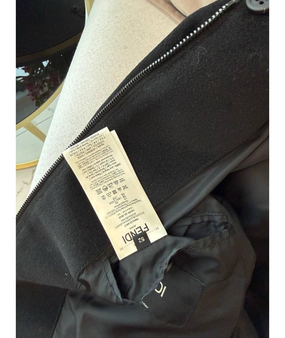 FENDI Черное шерстяное пальто, фото 4