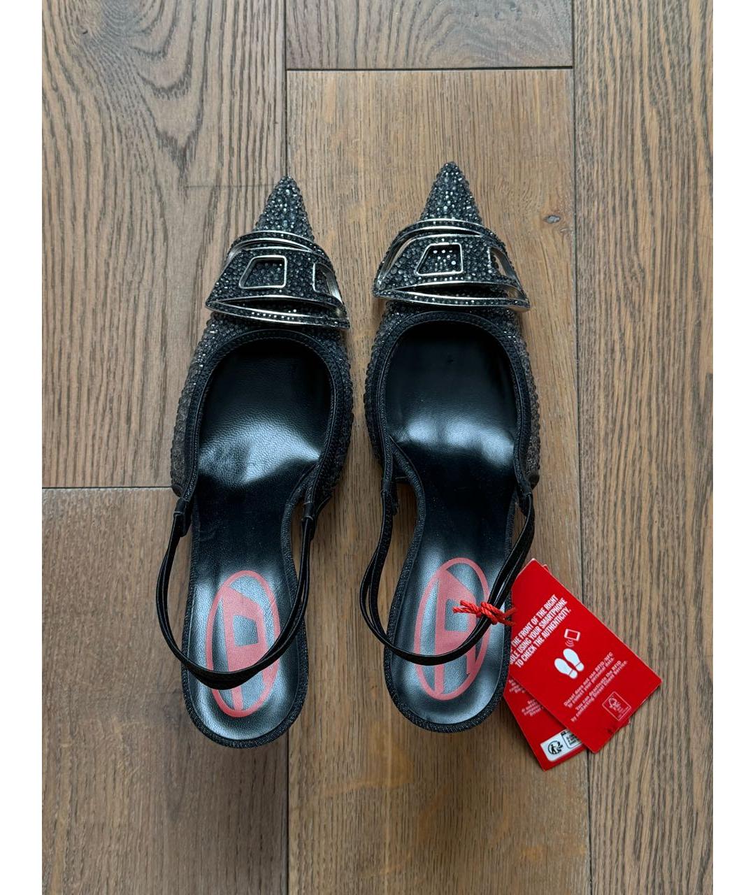 DIESEL Черные лодочки на низком каблуке, фото 4