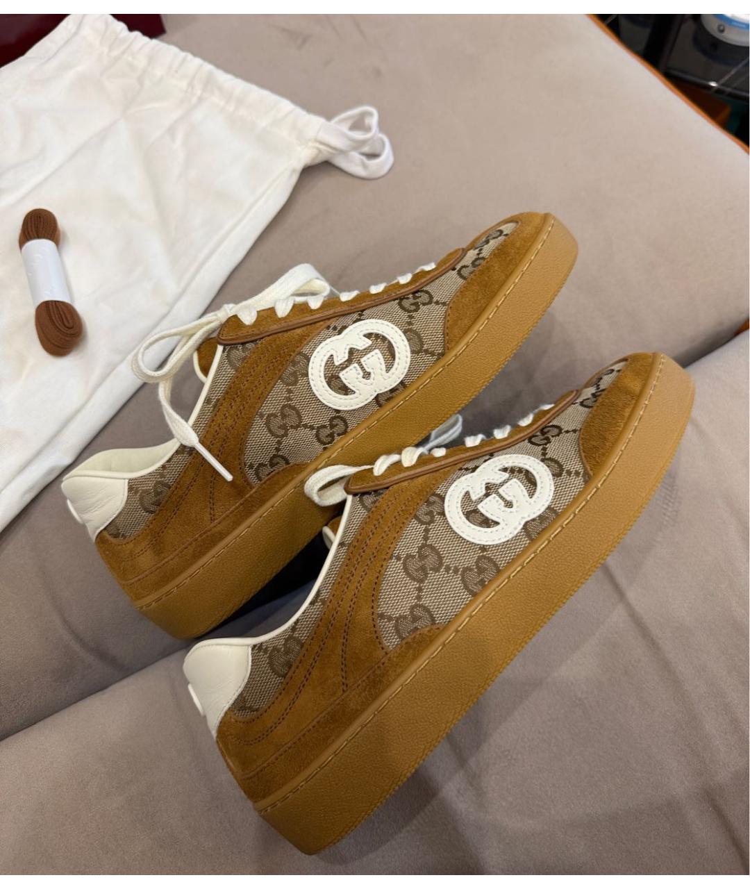 GUCCI Коричневые кеды, фото 3