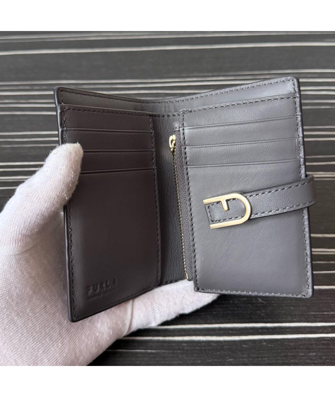 FURLA Серый кожаный кошелек, фото 4