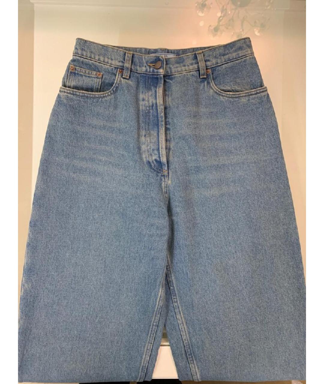 PRADA Синие хлопковые прямые джинсы, фото 7