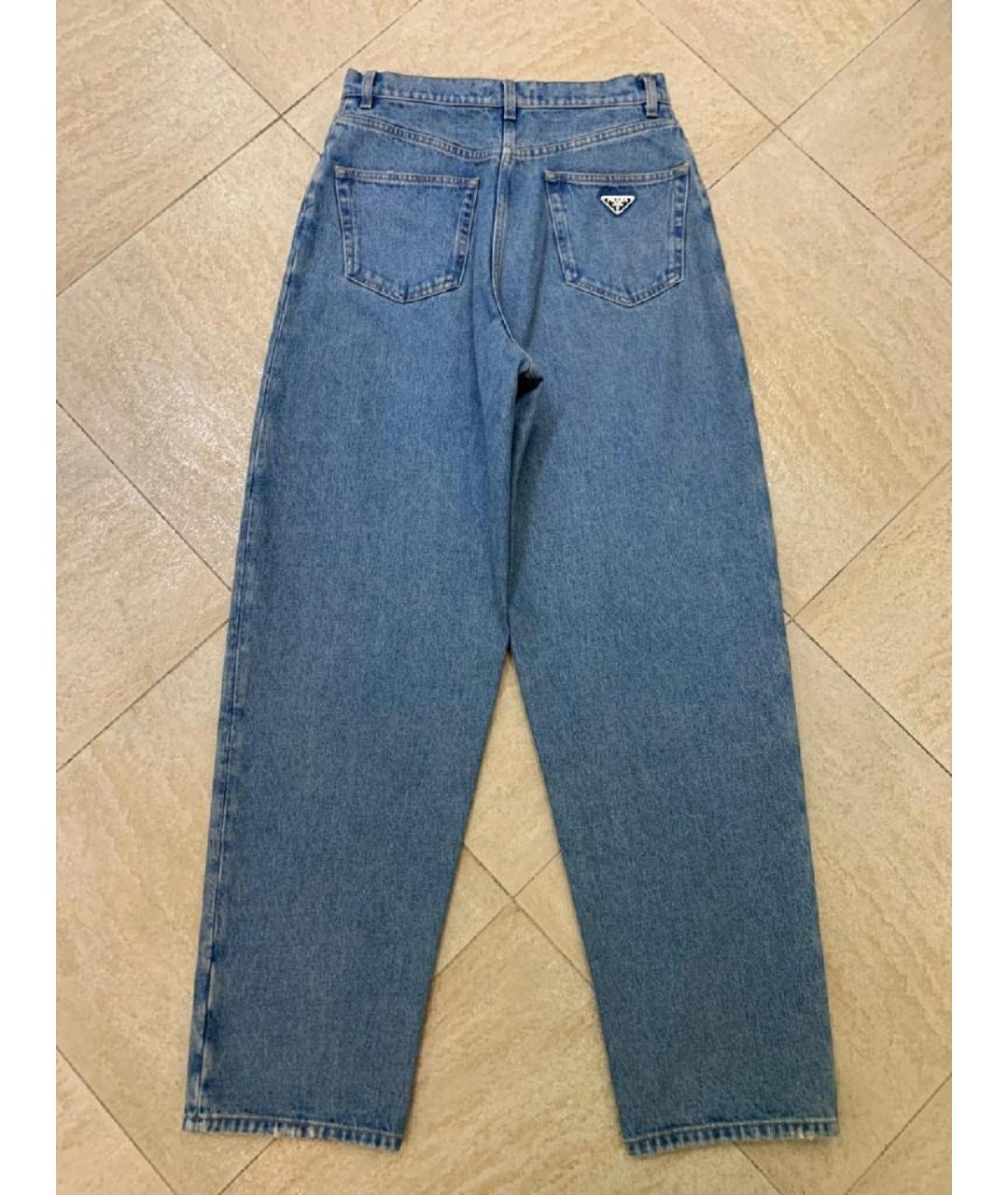 PRADA Синие хлопковые прямые джинсы, фото 3