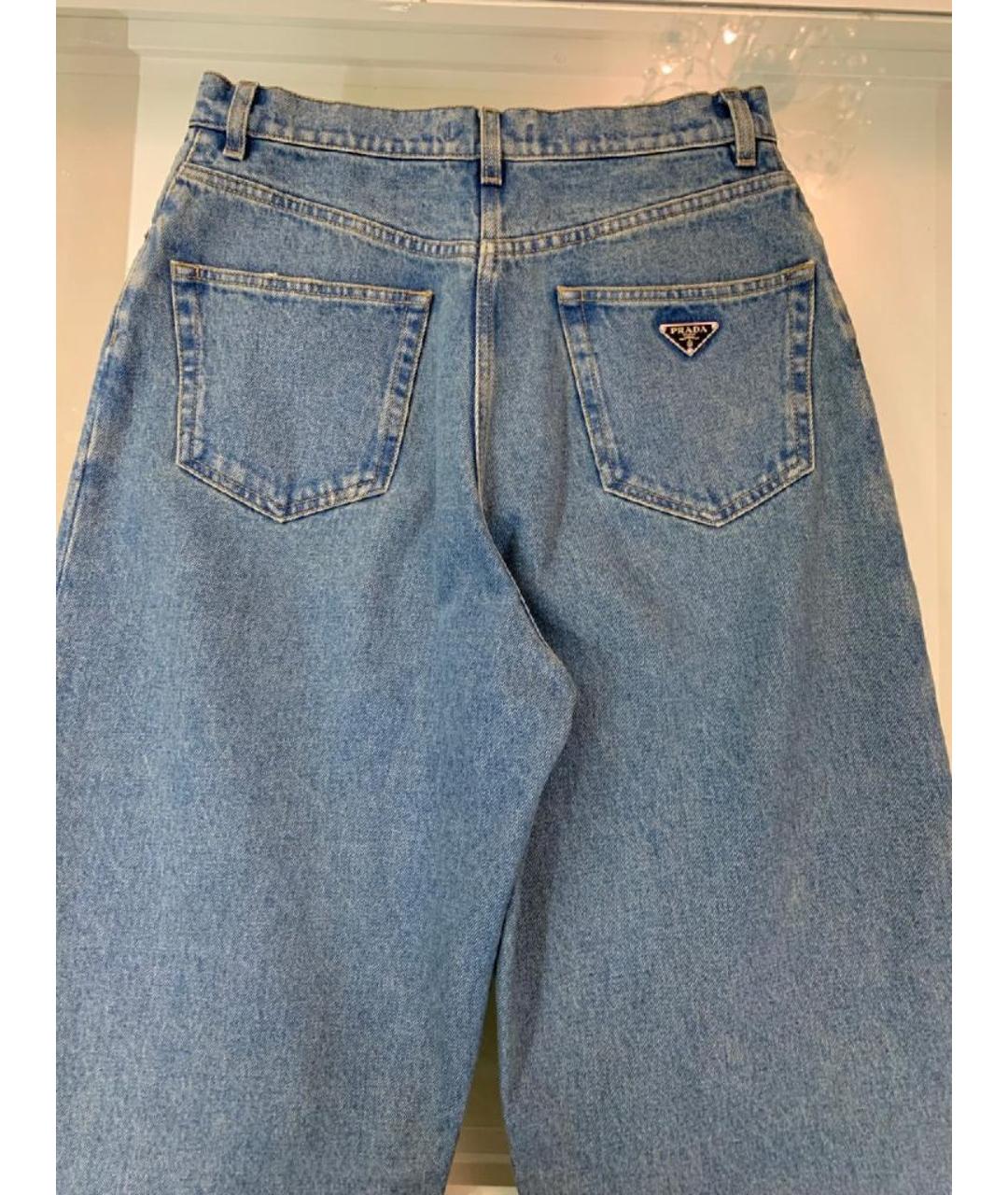 PRADA Синие хлопковые прямые джинсы, фото 5