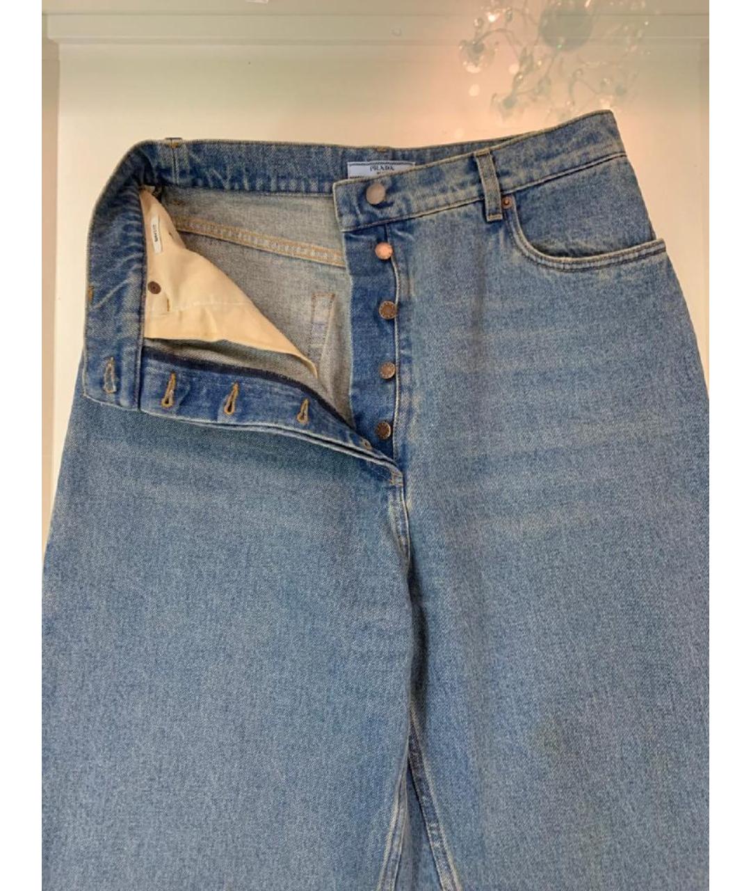 PRADA Синие хлопковые прямые джинсы, фото 2