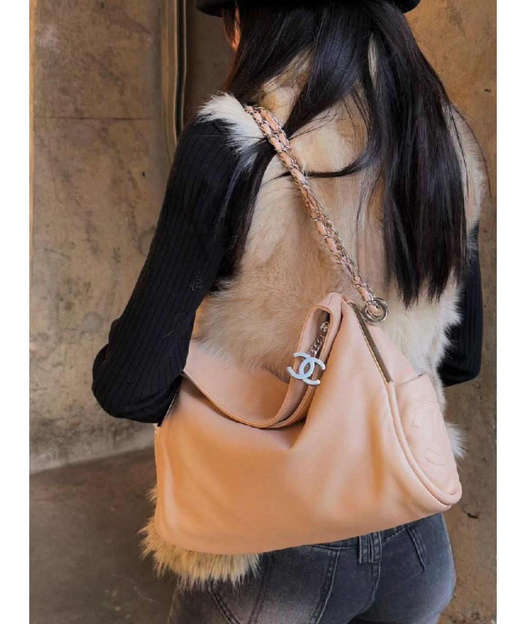 CHANEL Розовая кожаная сумка через плечо, фото 7