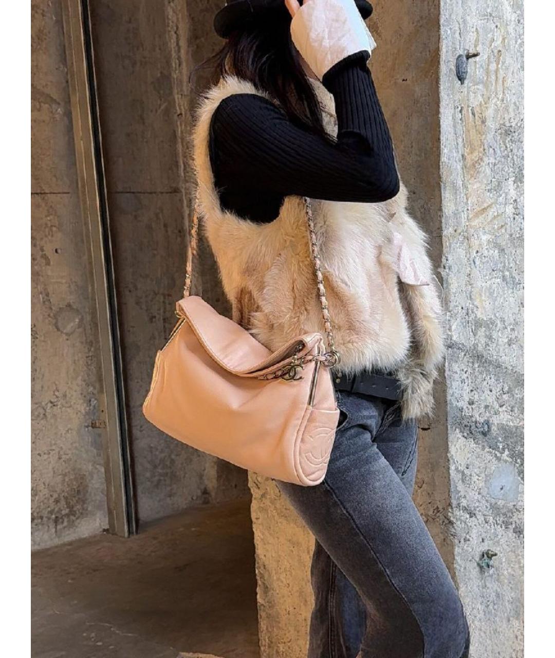 CHANEL Розовая кожаная сумка через плечо, фото 6