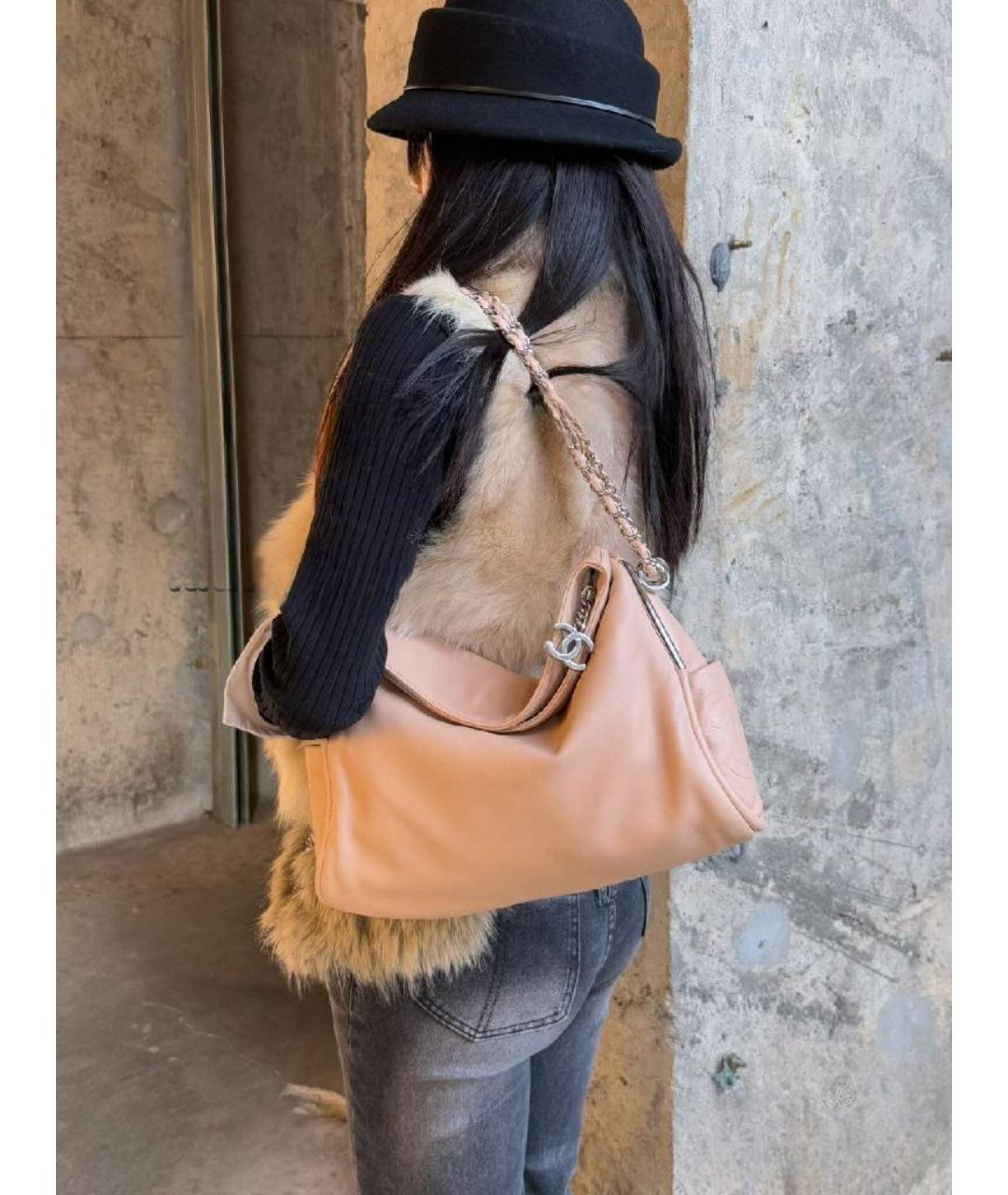 CHANEL Розовая кожаная сумка через плечо, фото 8