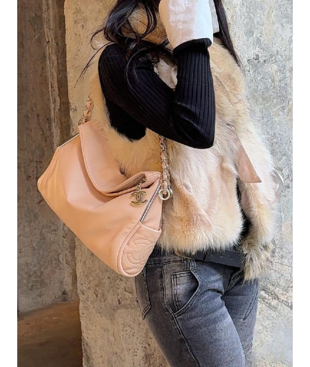 CHANEL Розовая кожаная сумка через плечо, фото 5