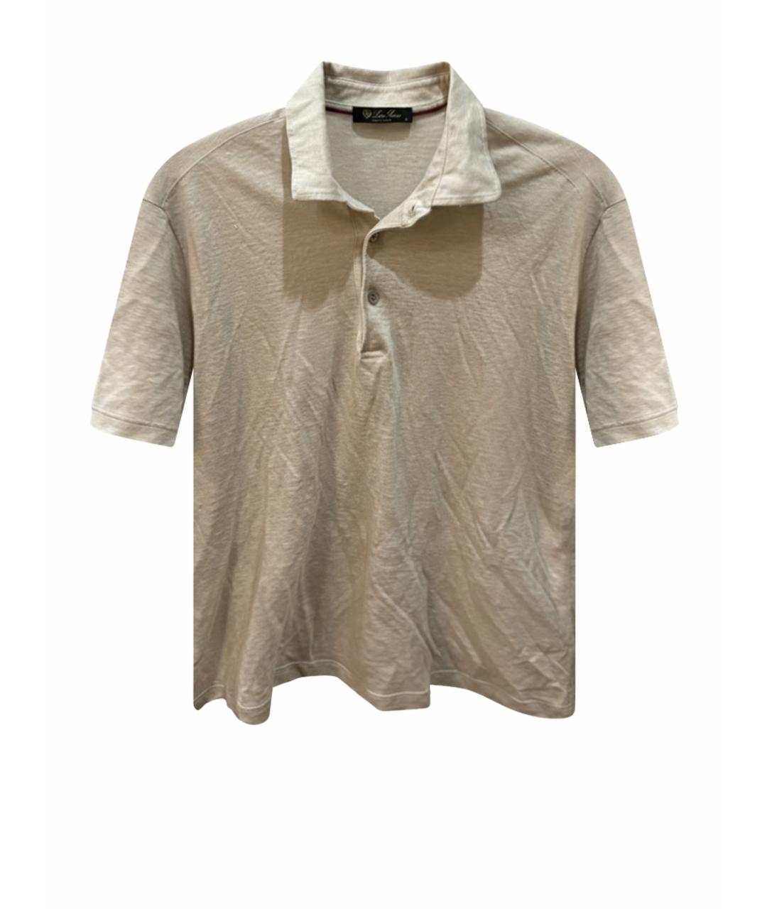 LORO PIANA Бежевое хлопковое поло с коротким рукавом, фото 1