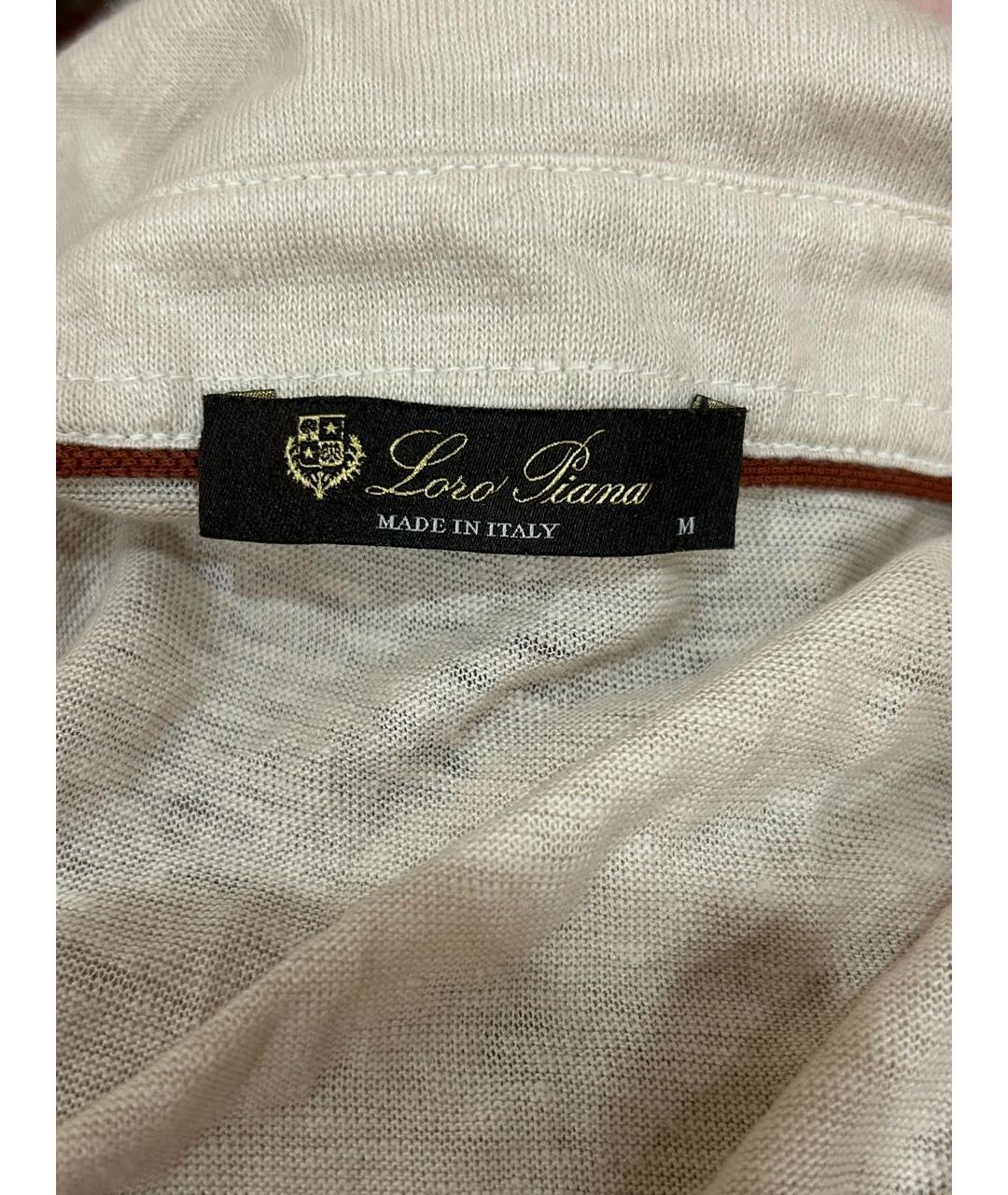 LORO PIANA Бежевое хлопковое поло с коротким рукавом, фото 3