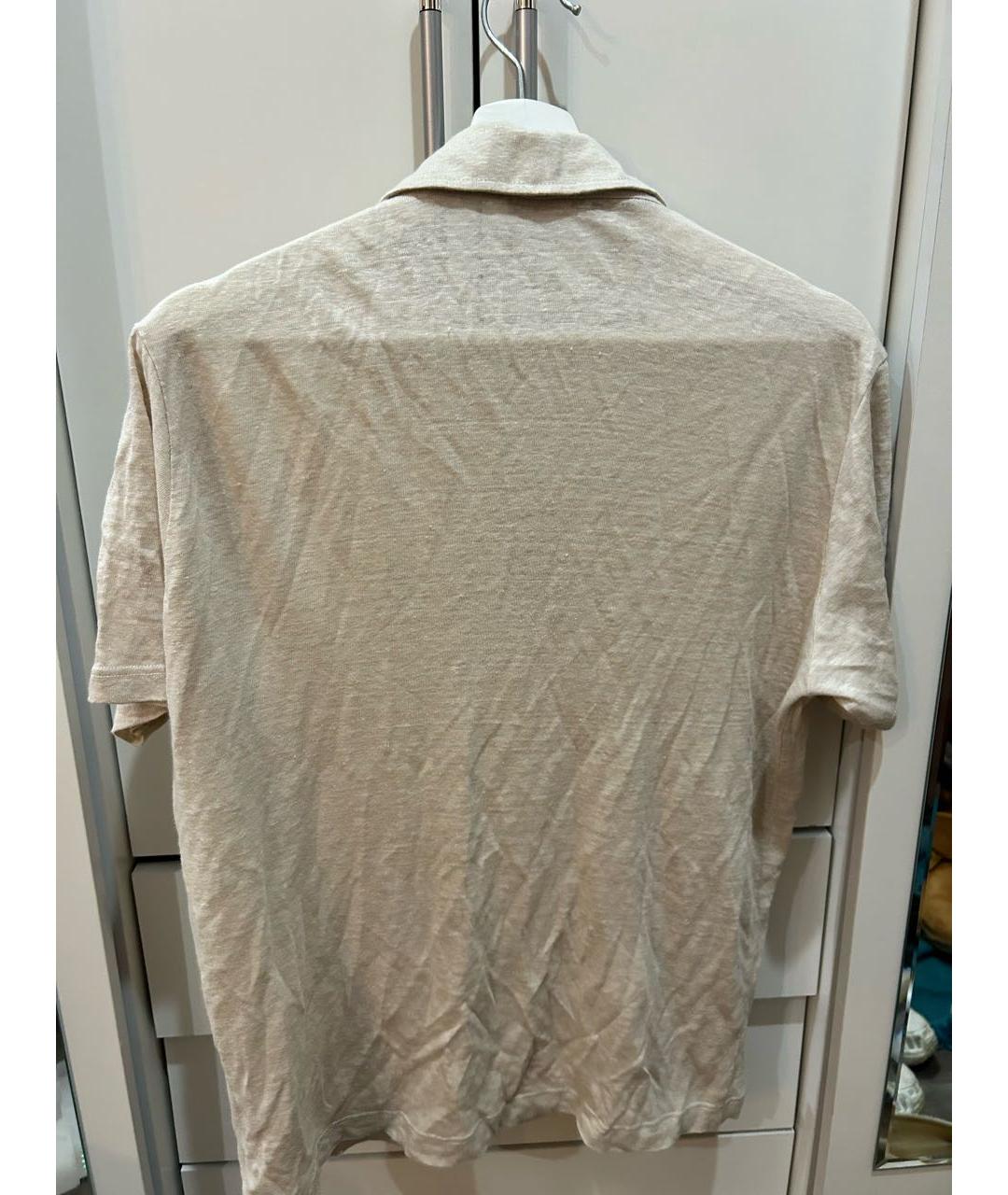 LORO PIANA Бежевое хлопковое поло с коротким рукавом, фото 2