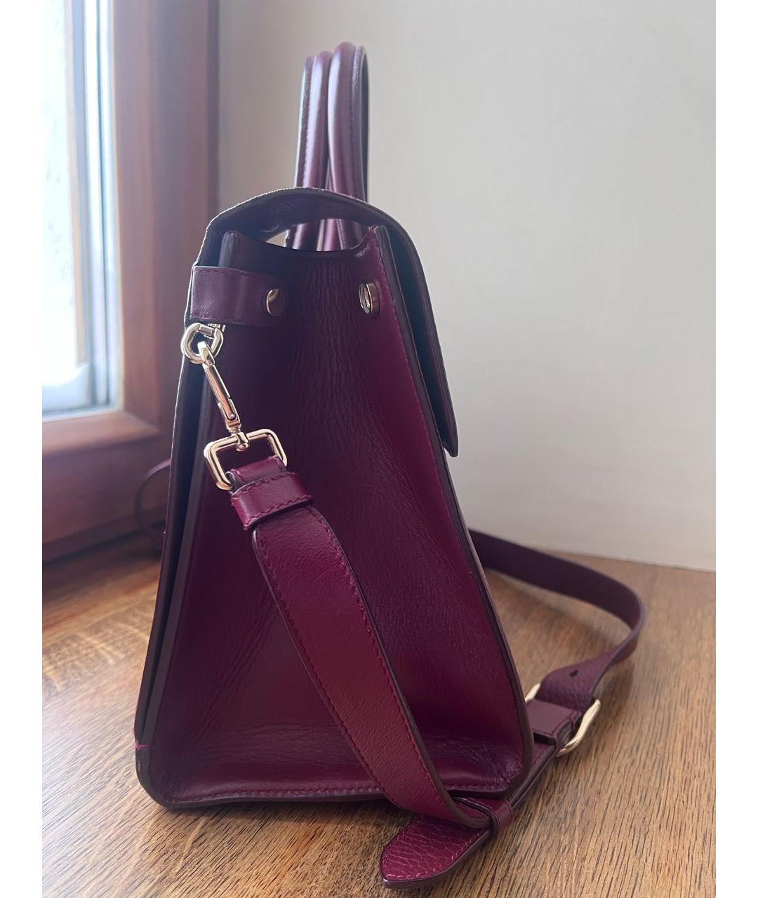CHRISTIAN DIOR Бордовая кожаная сумка через плечо, фото 4