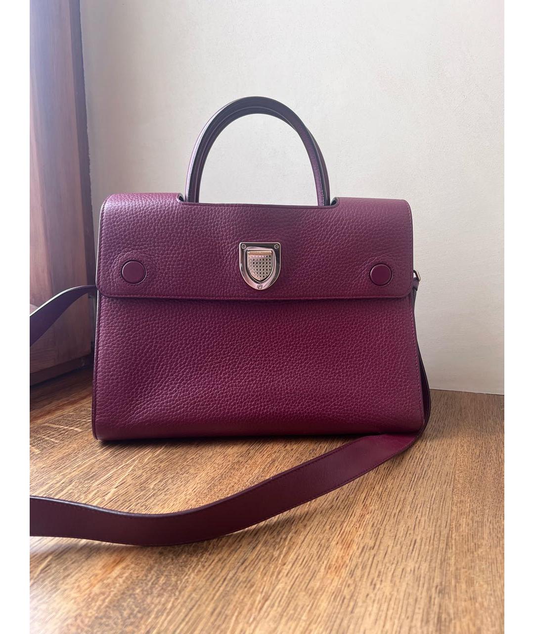 CHRISTIAN DIOR Бордовая кожаная сумка через плечо, фото 5