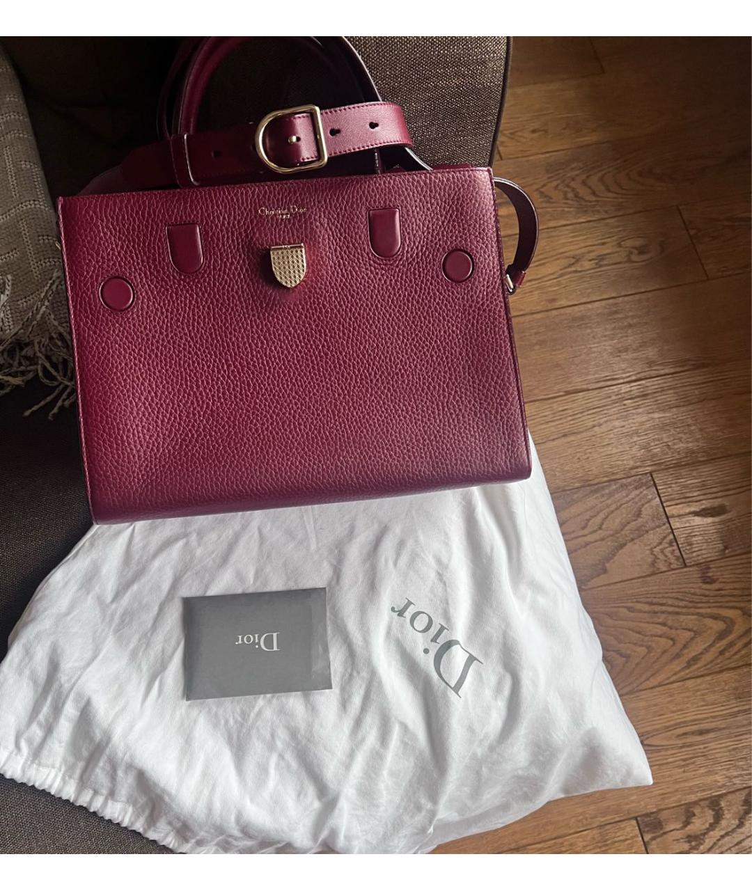 CHRISTIAN DIOR Бордовая кожаная сумка через плечо, фото 2