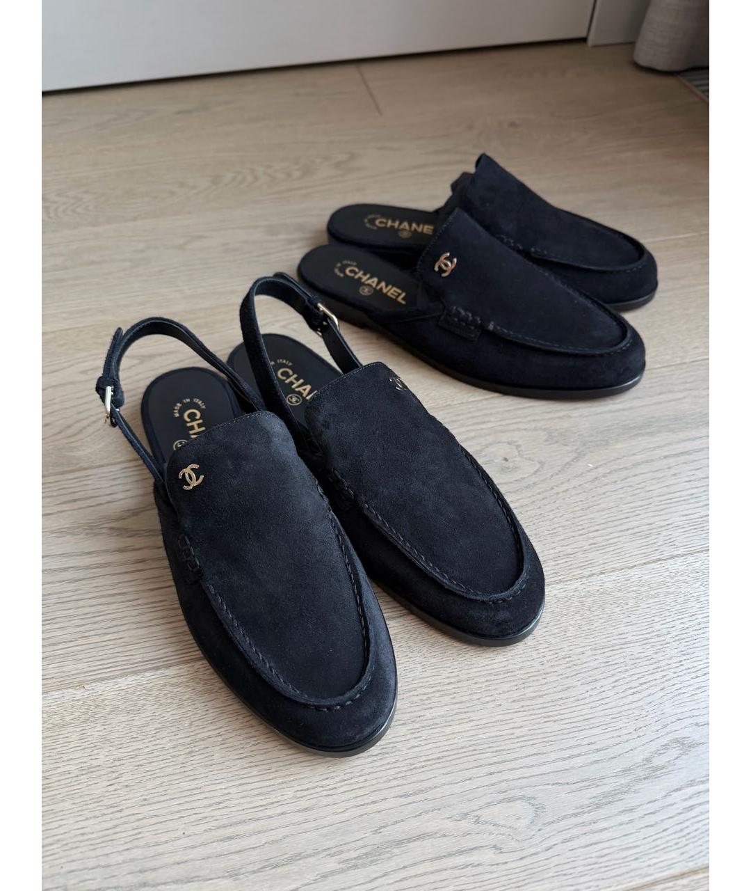 CHANEL Черные замшевые лоферы, фото 3