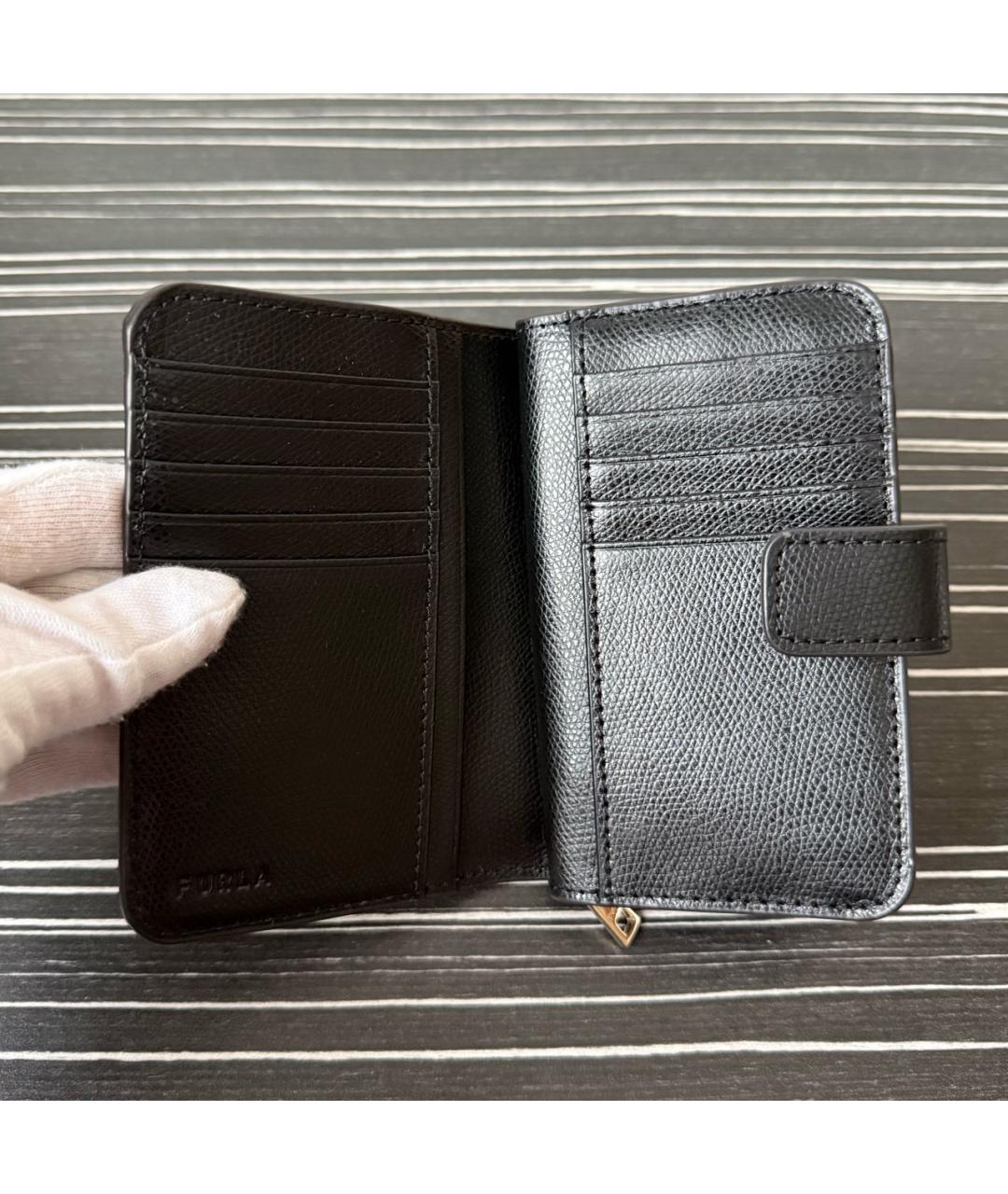 FURLA Черный кожаный кошелек, фото 4