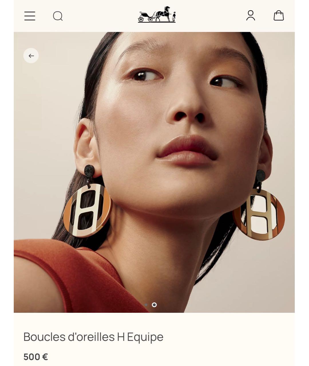 HERMES Бежевые пластиковые серьги, фото 2