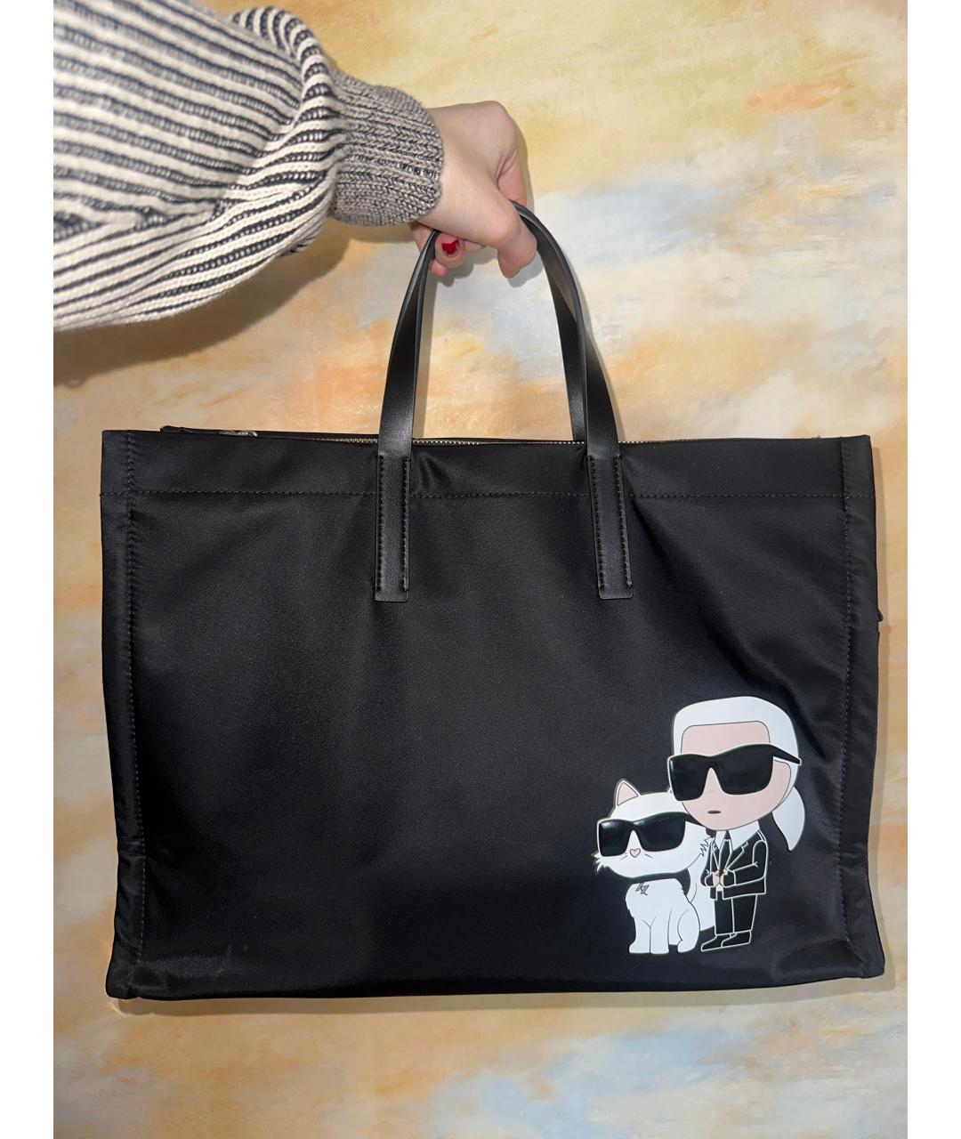 KARL LAGERFELD Черная сумка тоут, фото 4