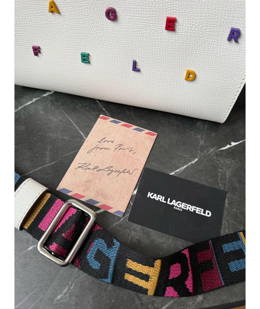 KARL LAGERFELD Белая сумка с короткими ручками из искусственной кожи, фото 6