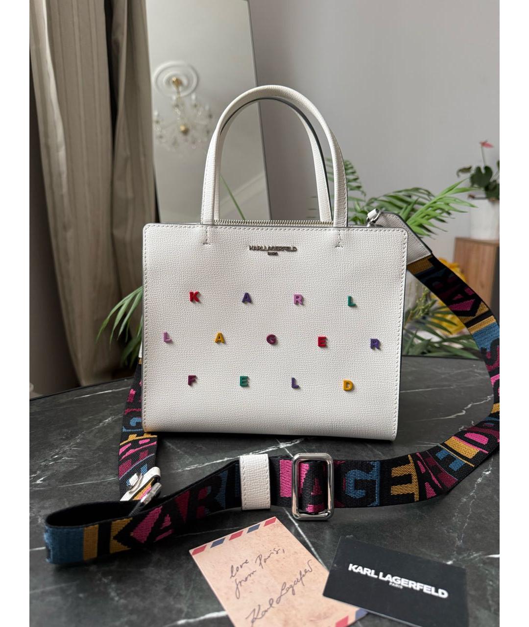 KARL LAGERFELD Белая сумка с короткими ручками из искусственной кожи, фото 7