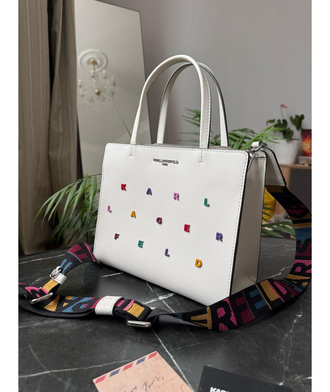 KARL LAGERFELD Белая сумка с короткими ручками из искусственной кожи, фото 2