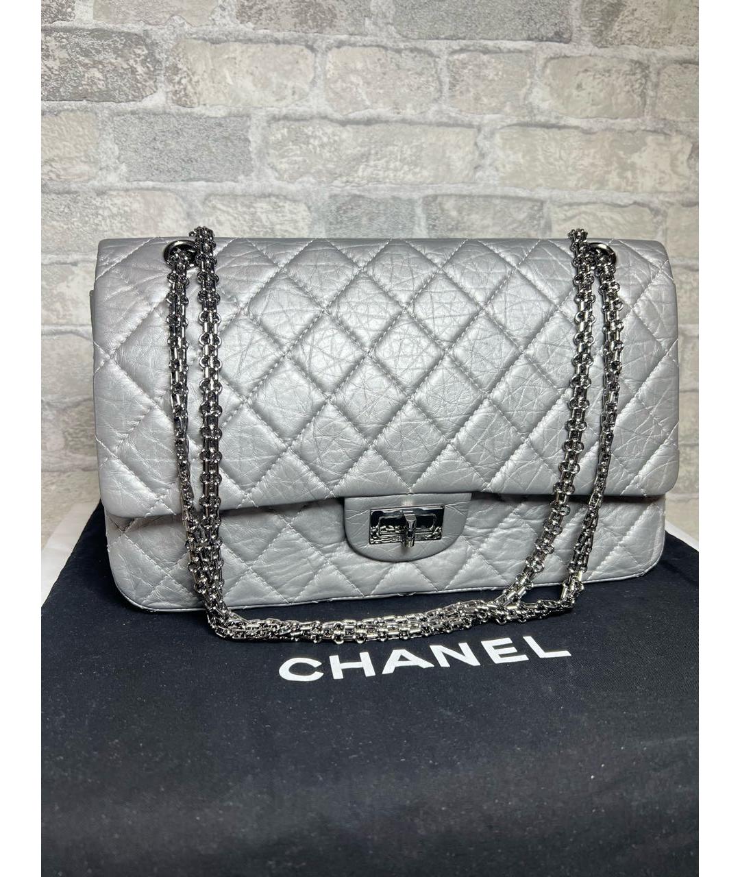 CHANEL Серая кожаная сумка через плечо, фото 3