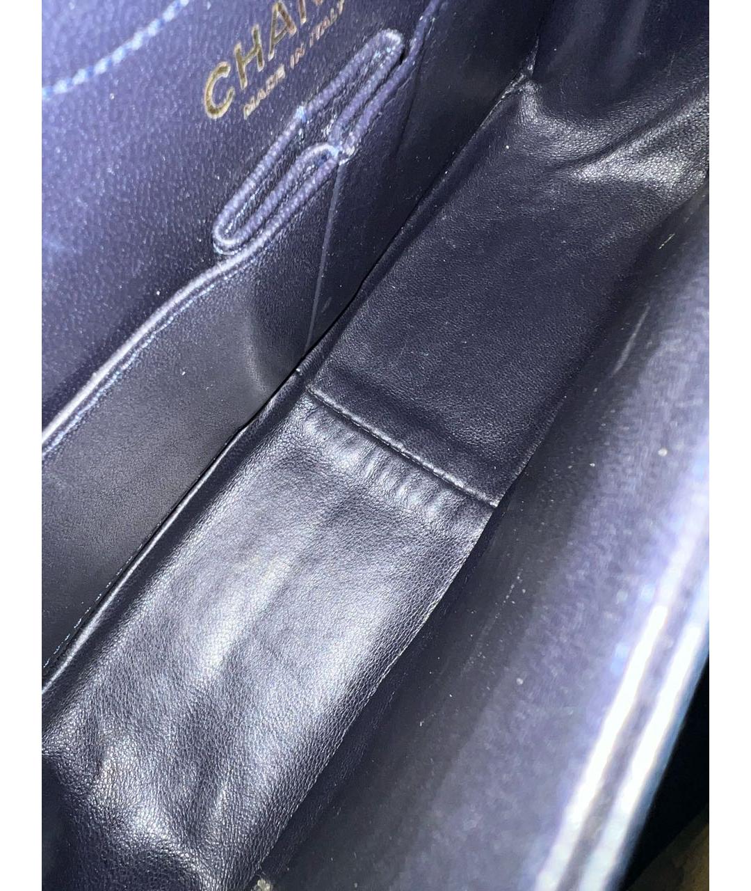 CHANEL Темно-синяя кожаная сумка через плечо, фото 8