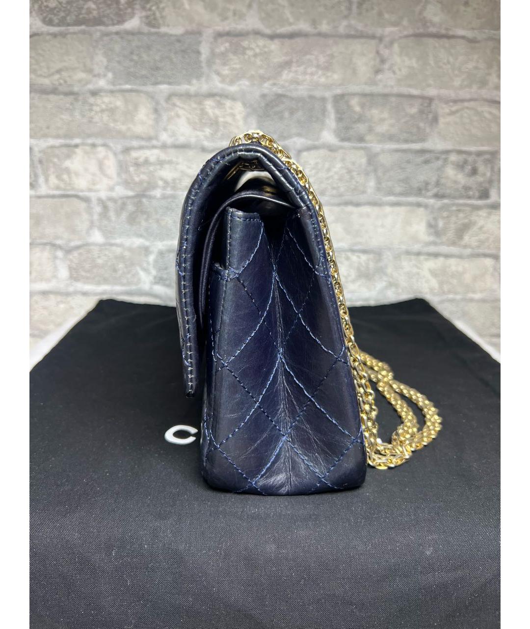 CHANEL Темно-синяя кожаная сумка через плечо, фото 5