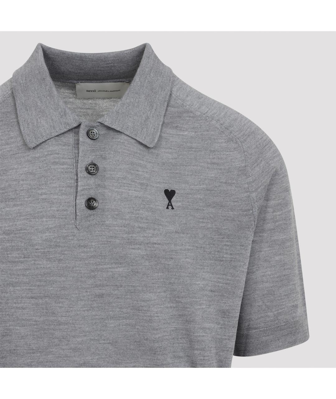 Ami Paris Серое поло с коротким рукавом, фото 5