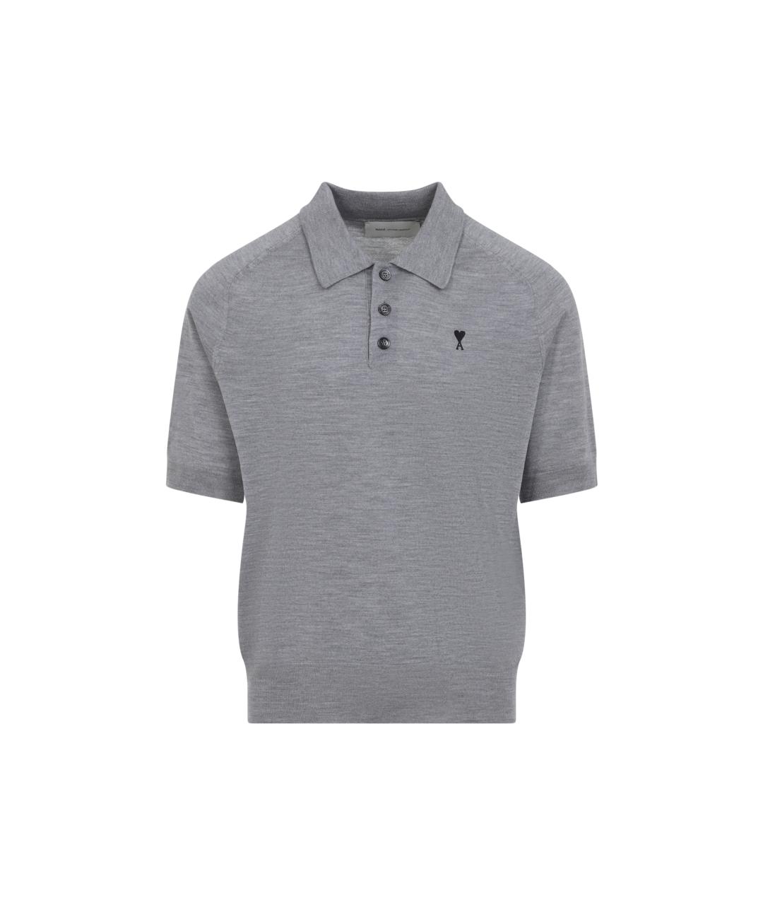 Ami Paris Серое поло с коротким рукавом, фото 1