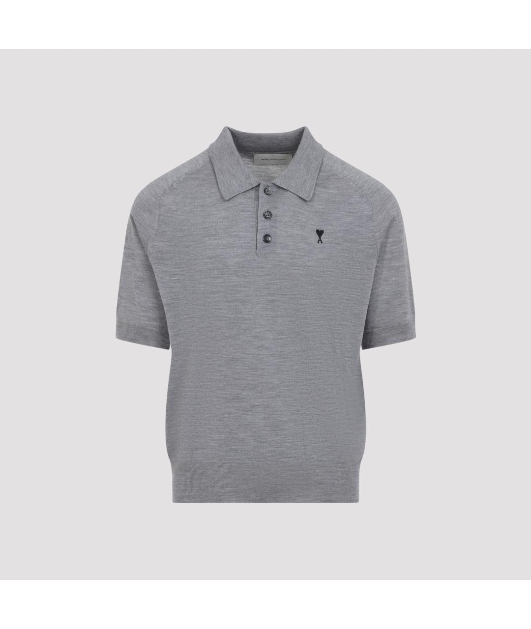 Ami Paris Серое поло с коротким рукавом, фото 2