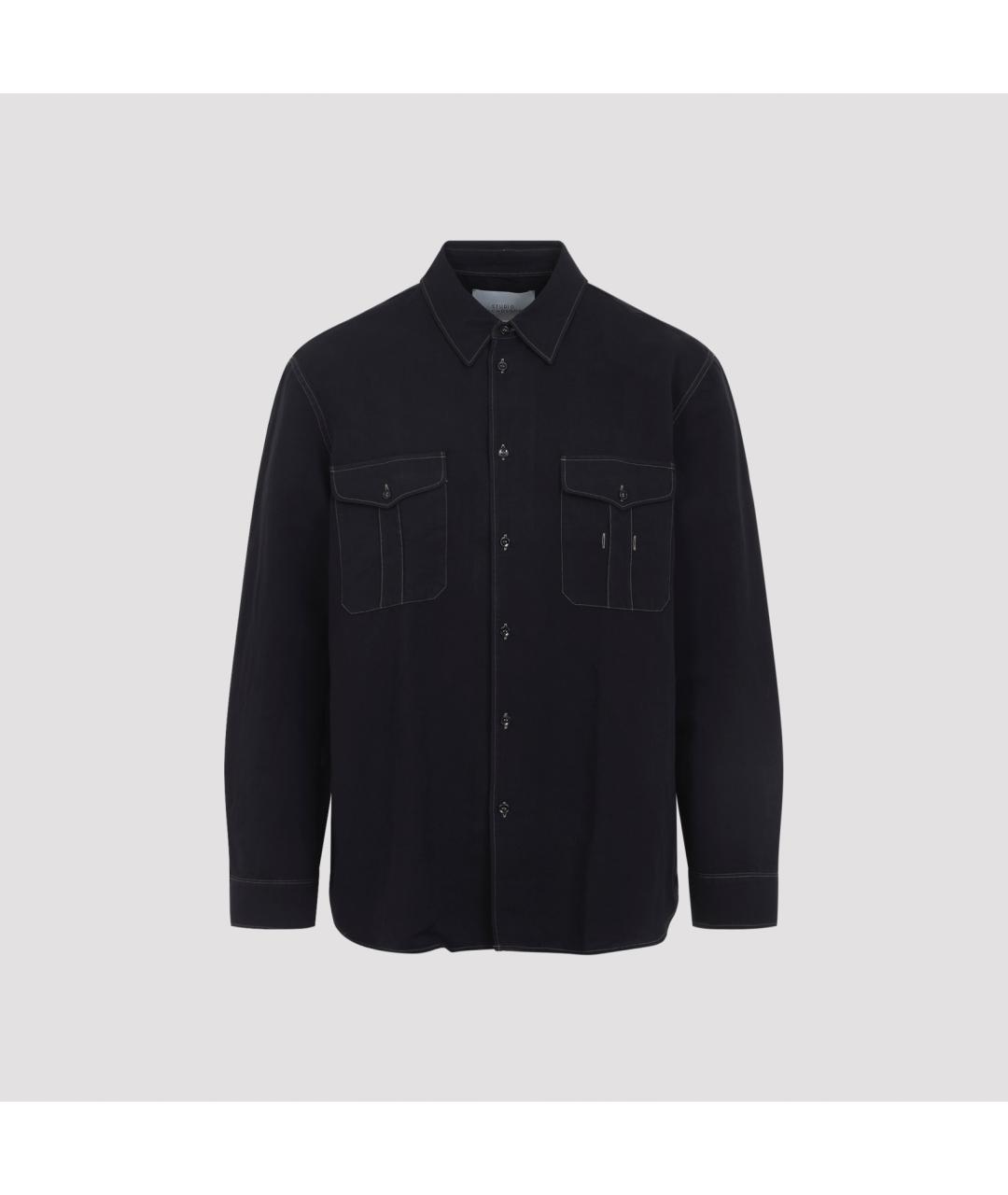 STUDIO NICHOLSON Черная хлопковая кэжуал рубашка, фото 2