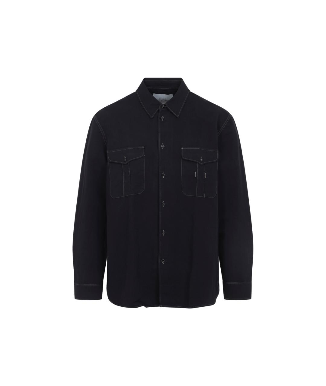 STUDIO NICHOLSON Черная хлопковая кэжуал рубашка, фото 1