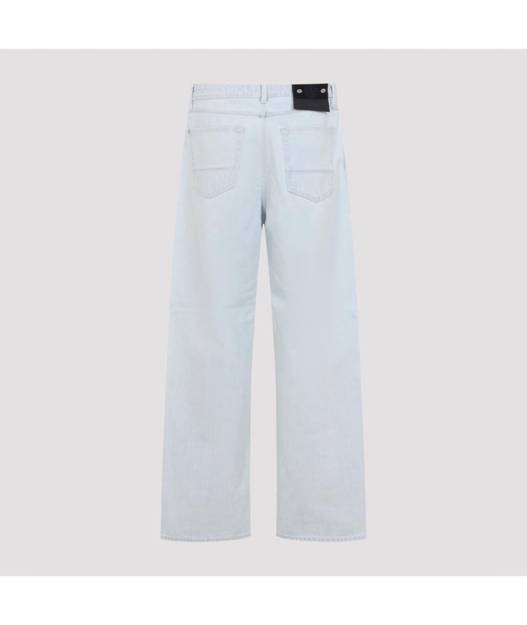 STONE ISLAND Голубые хлопковые прямые джинсы, фото 4