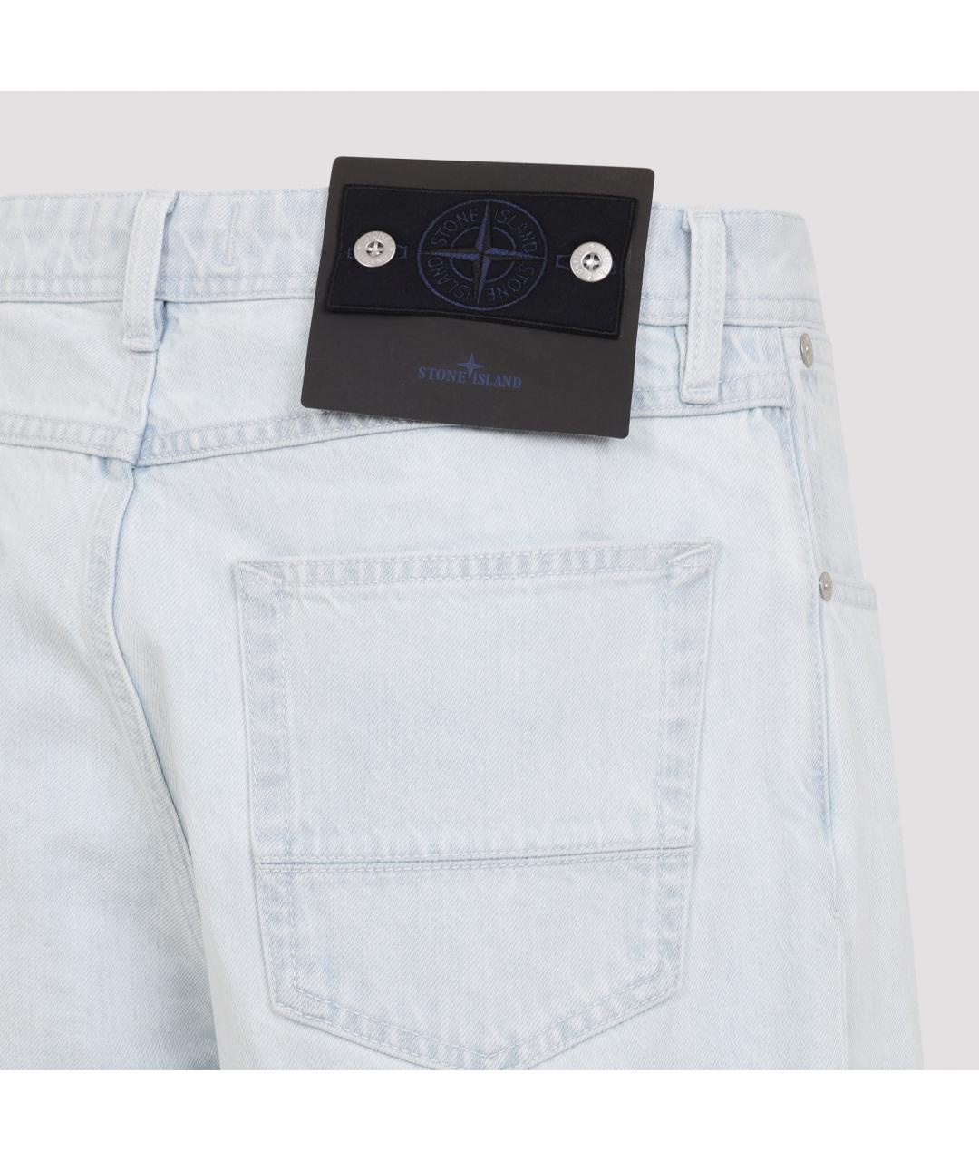 STONE ISLAND Голубые хлопковые прямые джинсы, фото 5