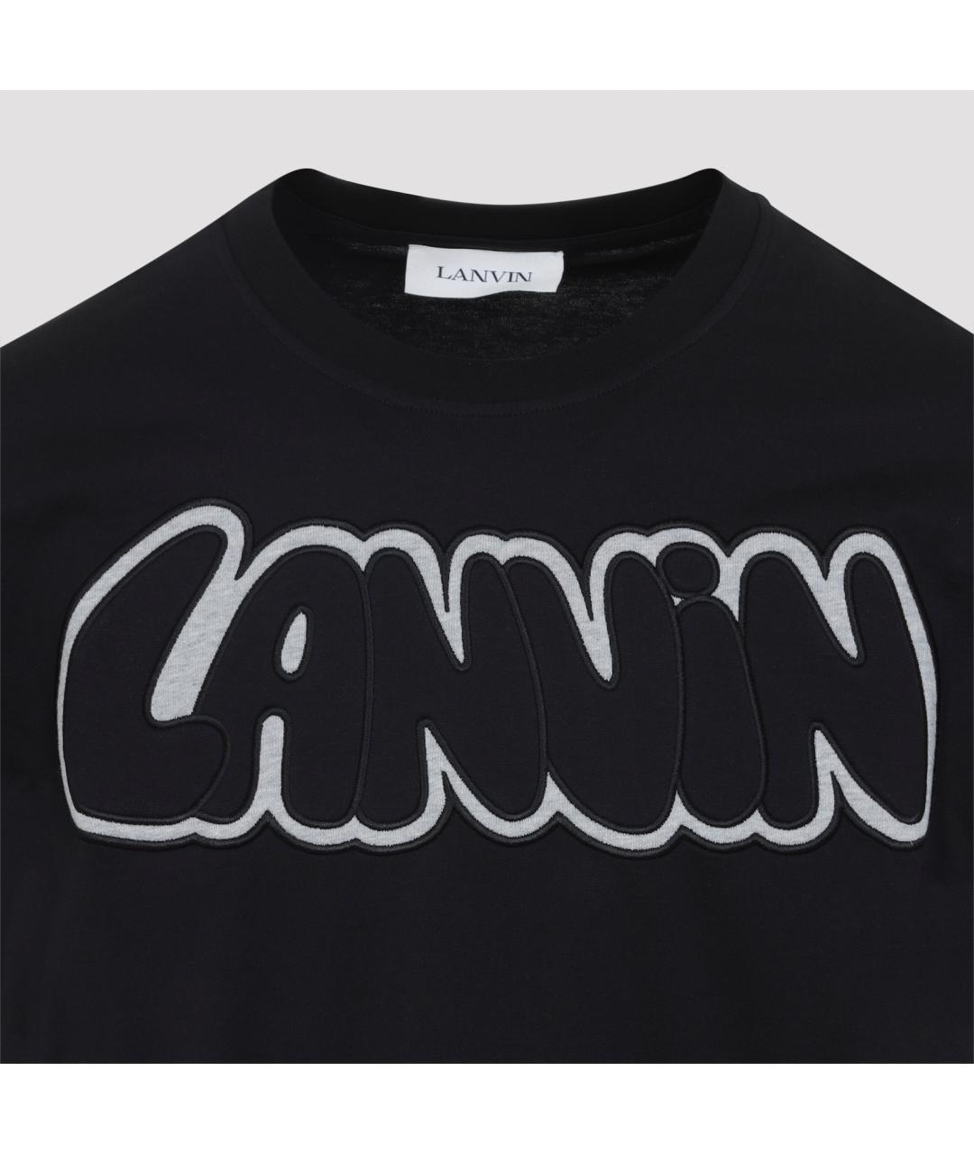 LANVIN Черная хлопковая футболка, фото 5