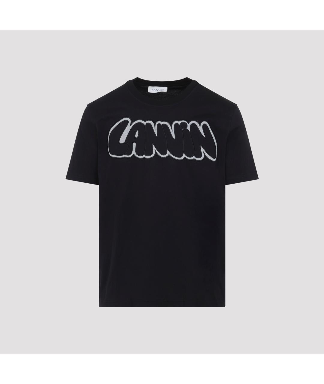 LANVIN Черная хлопковая футболка, фото 2