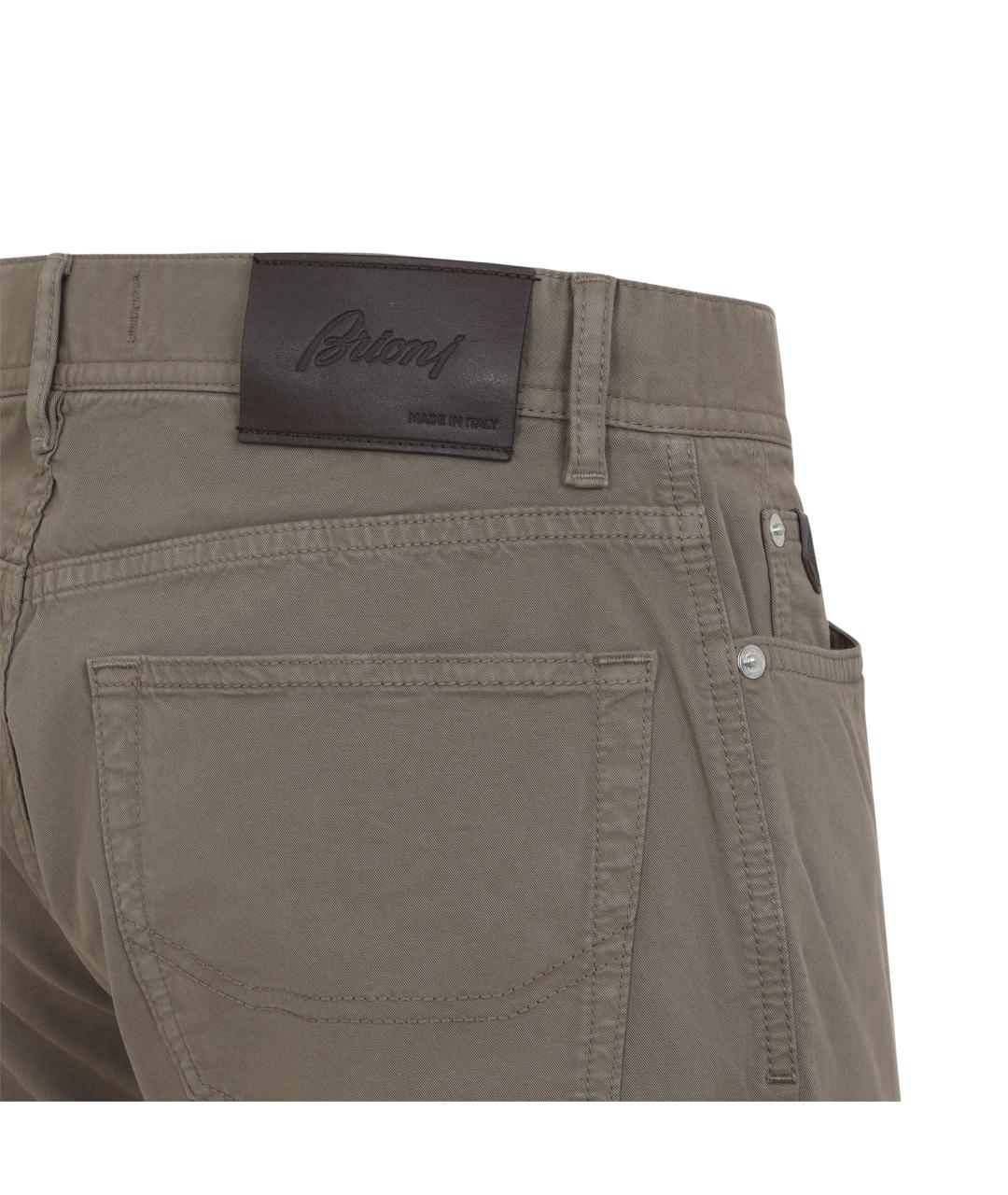 BRIONI Хаки хлопковые прямые джинсы, фото 5