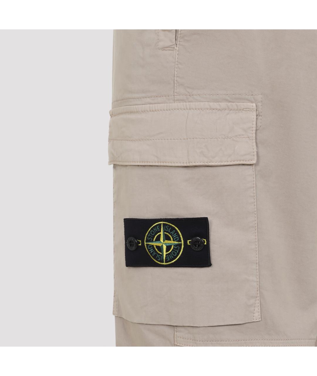 STONE ISLAND Бежевые хлопковые повседневные брюки, фото 5