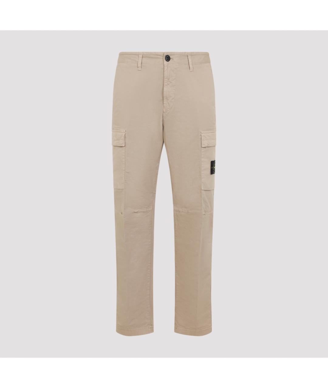 STONE ISLAND Бежевые хлопковые повседневные брюки, фото 3