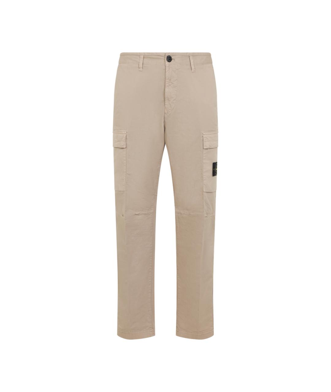 STONE ISLAND Бежевые хлопковые повседневные брюки, фото 1