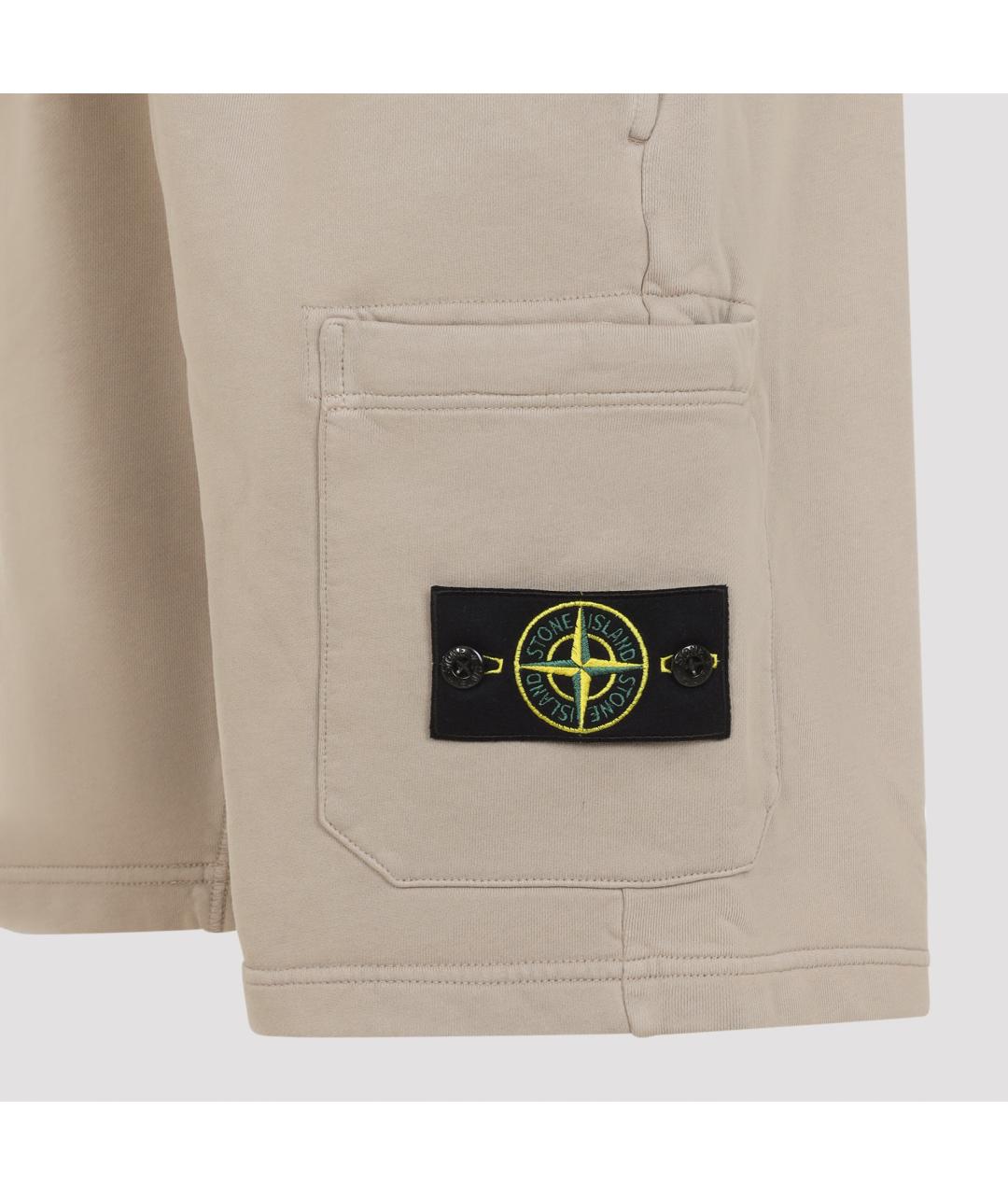 STONE ISLAND Бежевые хлопковые шорты, фото 5