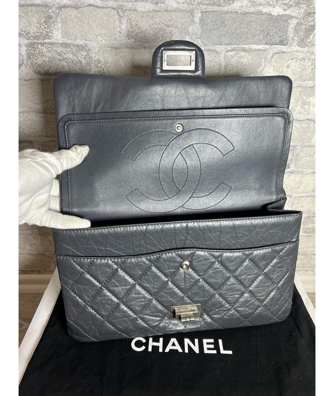 CHANEL Антрацитовая кожаная сумка через плечо, фото 7