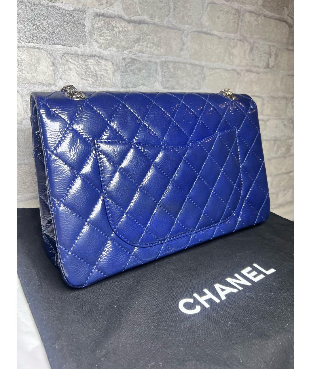 CHANEL Синяя сумка через плечо из лакированной кожи, фото 5
