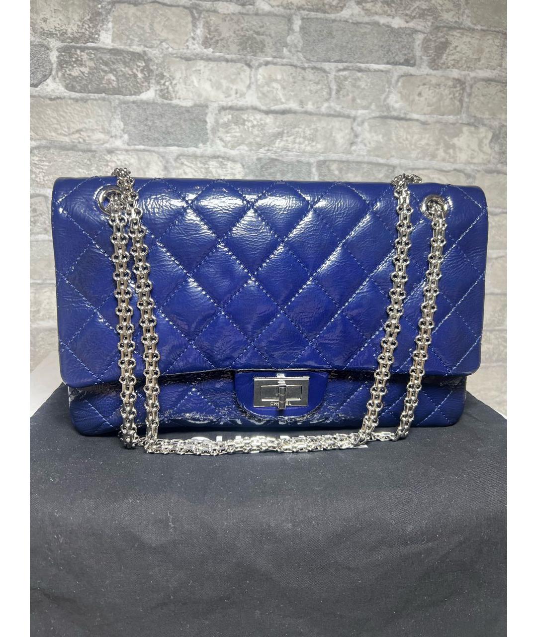 CHANEL Синяя сумка через плечо из лакированной кожи, фото 3