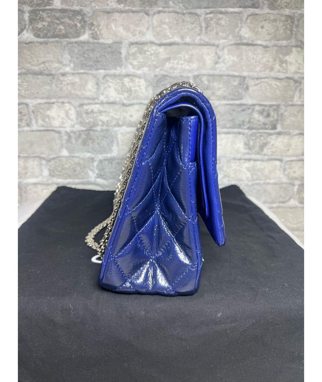 CHANEL Синяя сумка через плечо из лакированной кожи, фото 6